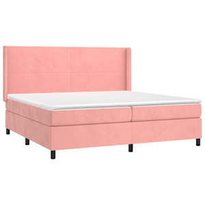 Box spring postel s matrací a LED růžová 200x200 cm samet - obrázek 4