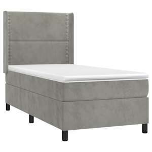Box spring postel s matrací a LED světle šedá 80 x 200 cm samet - obrázek 4
