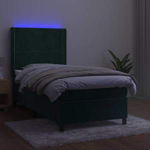 vidaXL Box spring postel s matrac&iacute; a LED tmavě zelen&aacute; 80x200 cm samet