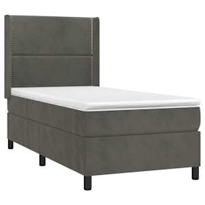 Box spring postel s matrací a LED tmavě šedá 90x190 cm samet - obrázek 4