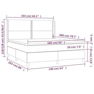 Box spring postel s matrací a LED černá 160x200 cm samet - obrázek 8