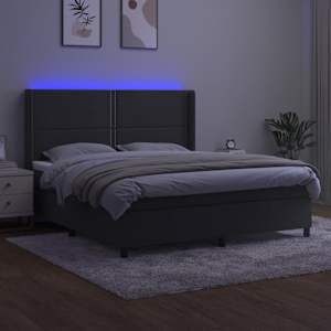 Box spring postel s matrací a LED tmavě šedá 180x200 cm samet - obrázek 3