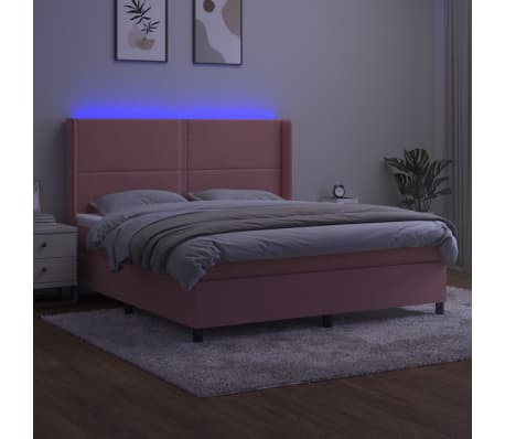 vidaXL Sommier &agrave; lattes de lit matelas et LED Rose 180x200 cm Velours