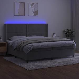 Box spring postel s matrací a LED světle šedá 200x200 cm samet - obrázek 3