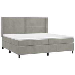 Box spring postel s matrací a LED světle šedá 200x200 cm samet - obrázek 4