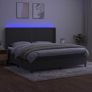 Box spring postelja z vzmetnico LED temno siva 200x200 cm žamet - slika 3