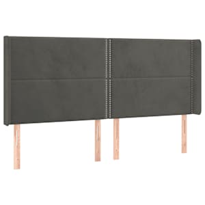 Box spring postelja z vzmetnico LED temno siva 200x200 cm žamet - slika 7
