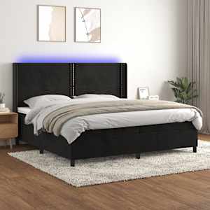 Box spring postel s matrací a LED černá 200x200 cm samet - obrázek 3