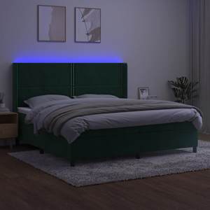 Box spring postel s matrací a LED tmavě zelená 200x200 cm samet - obrázek 3