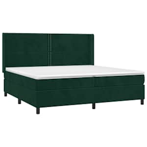 Box spring postel s matrací a LED tmavě zelená 200x200 cm samet - obrázek 4