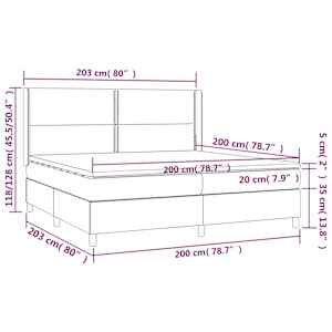 Box spring postel s matrací a LED tmavě zelená 200x200 cm samet - obrázek 9