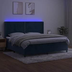 Box spring postel s matrací a LED tmavě modrá 200x200 cm samet - obrázek 3