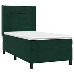 Box spring postel s matrací a LED tmavě zelená 80x200 cm samet - obrázek 4