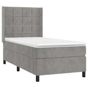 Box spring postel s matrací a LED světle šedá 90x190 cm samet - obrázek 4