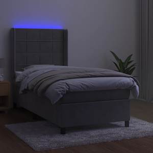Box spring postel s matrací a LED světle šedá 90x200 cm samet - obrázek 3