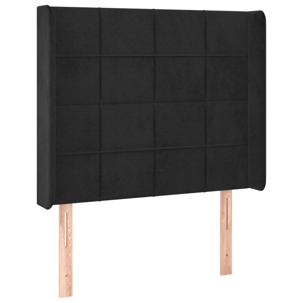 fekete bársony rugós és LED-es ágy matraccal 100x200 cm