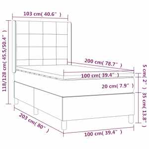 Box spring postelja z vzmetnico LED roza 100x200 cm žamet - slika 8