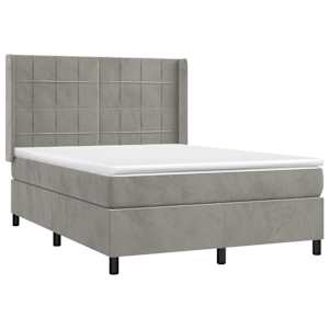 Box spring postel s matrací a LED světle šedá 140x190 cm samet - obrázek 4