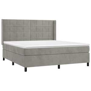 Box spring postel s matrací a LED světle šedá 160x200 cm samet - obrázek 4