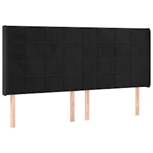 Box spring postelja z vzmetnico LED črna 160x200 cm žamet - slika 7