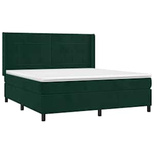 Box spring postel s matrací a LED tmavě zelená 160x200 cm samet - obrázek 4