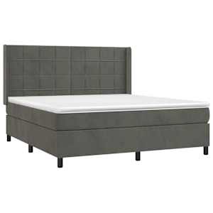 Box spring postel s matrací a LED tmavě šedá 180x200 cm samet - obrázek 4