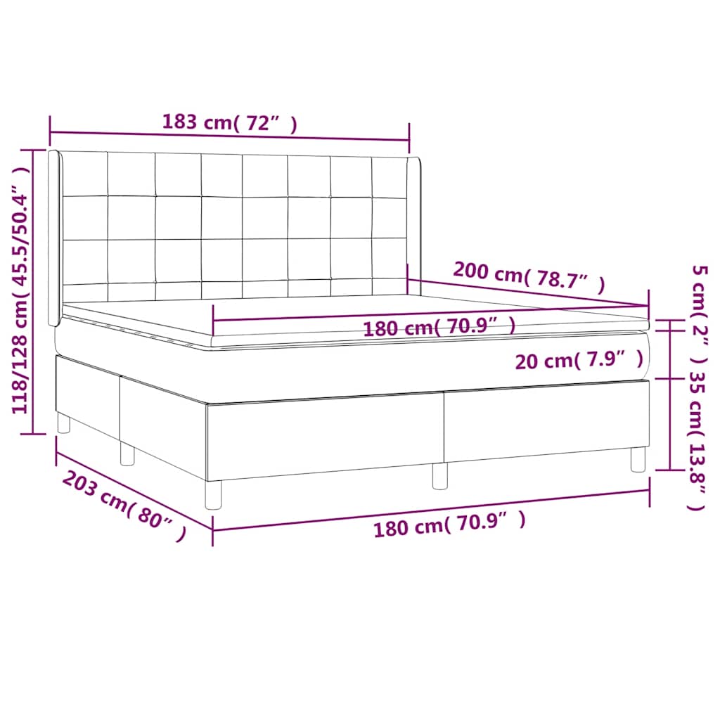 Box spring postelja z vzmetnico LED tem. zelena 180x200cm žamet - slika 9