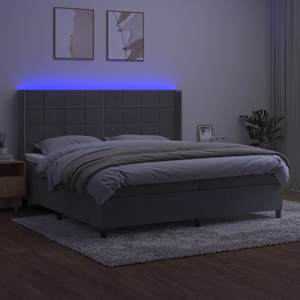 Box spring postel s matrací a LED světle šedá 200x200 cm samet - obrázek 3