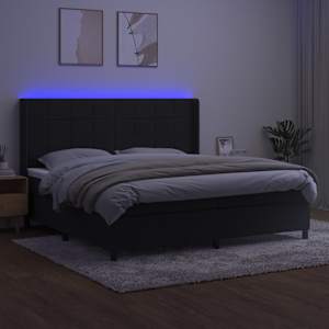 Box spring postel s matrací a LED černá 200x200 cm samet - obrázek 3