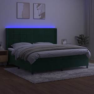 Box spring postel s matrací a LED tmavě zelená 200x200 cm samet - obrázek 3