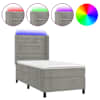vidaXL kontinentaalvoodi madrats ja LED, helehall, 80x200 cm, samet