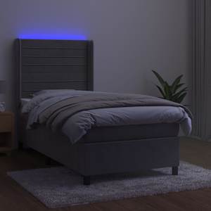 Box spring postelja z vzmetnico LED svetlo siva 90x190cm žamet - slika 3