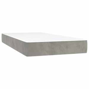 Box spring postel s matrací a LED světle šedá 90x200 cm samet - obrázek 6