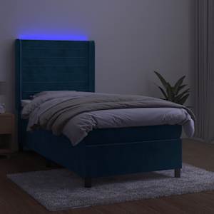 Box spring postel s matrací a LED tmavě modrá 100x200 cm samet - obrázek 4