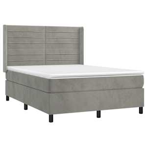 Box spring postel s matrací a LED světle šedá 140x190 cm samet - obrázek 4