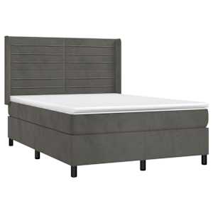 Box spring postel s matrací a LED tmavě šedá 140x190 cm samet - obrázek 4