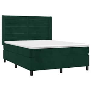 Box spring postel s matrací a LED tmavě zelená 140x190 cm samet - obrázek 4