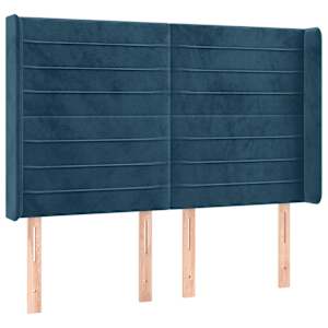 Box spring postel s matrací a LED tmavě modrá 140x190 cm samet - obrázek 7