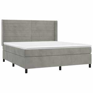 Box spring postel s matrací a LED světle šedá 160x200 cm samet - obrázek 4
