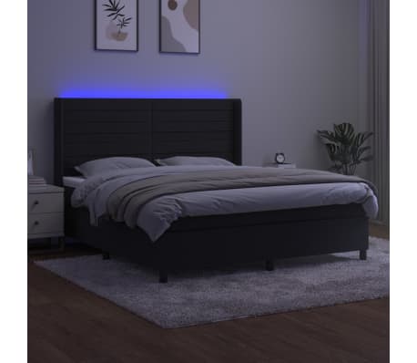 vidaXL Sommier &agrave; lattes de lit matelas et LED Noir 160x200 cm Velours