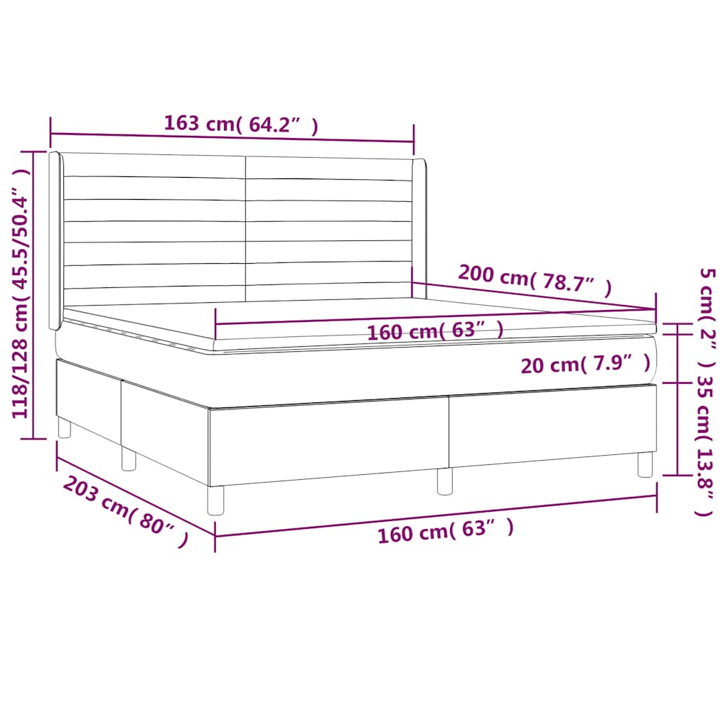 Box spring postelja z vzmetnico LED tem. zelena 160x200cm žamet - slika 9