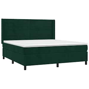 Box spring postel s matrací a LED tmavě zelená 160x200 cm samet - obrázek 4