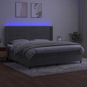 Box spring postel s matrací a LED světle šedá 200x200 cm samet - obrázek 3