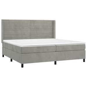 Box spring postel s matrací a LED světle šedá 200x200 cm samet - obrázek 4