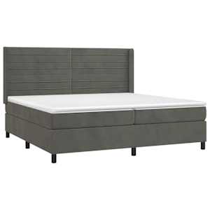 Box spring postel s matrací a LED tmavě šedá 200x200 cm samet - obrázek 4