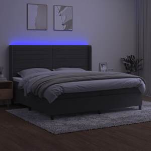 Box spring postelja z vzmetnico LED temno siva 200x200 cm žamet - slika 3
