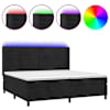vidaXL kontinentaalvoodi madrats ja LED, must, 200x200 cm, samet
