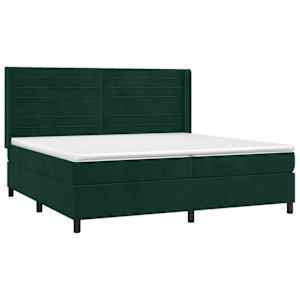 Box spring postel s matrací a LED tmavě zelená 200x200 cm samet - obrázek 4