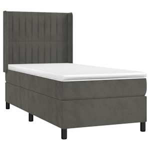 Box spring postel s matrací a LED tmavě šedá 80 x 200 cm samet - obrázek 4