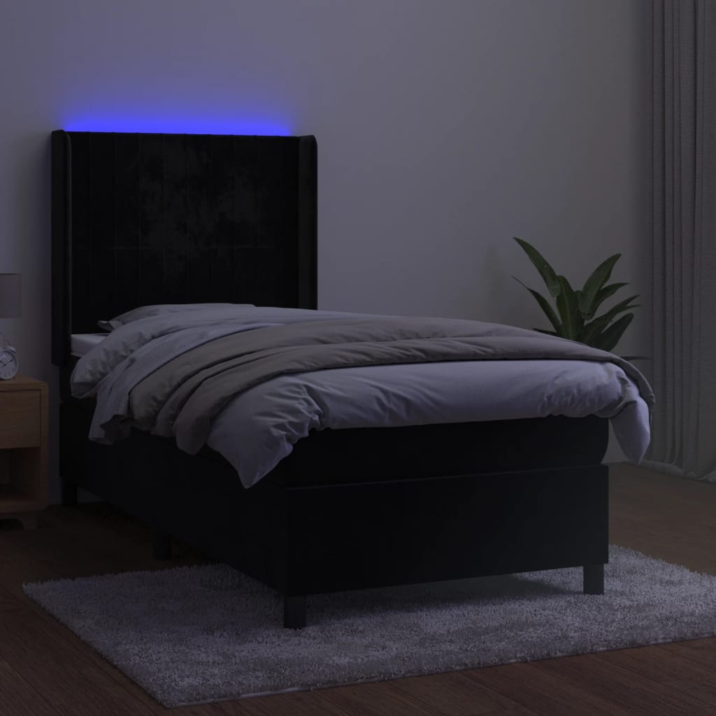 vidaXL Boxspring met matras en LED fluweel zwart 80x200 cm afbeelding